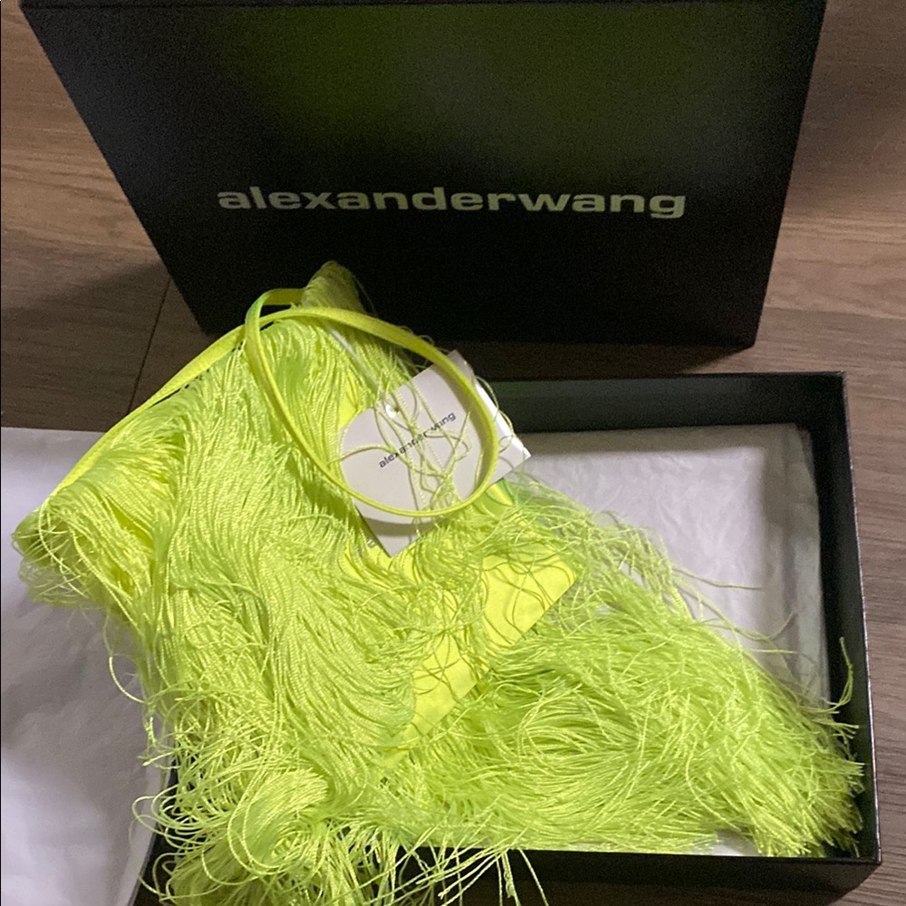 Alexander Wang Neon Yellow Feathered Accessory